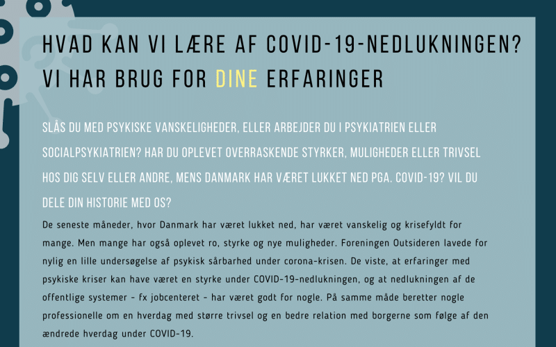 SUS & Outsideren har brug for dine svar: Hvad kan vi lære af COVID-19-nedlukningen?